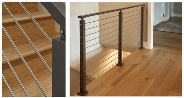 Viewrail Rod Railing w/ Black Powder Coated Posts and Handrail